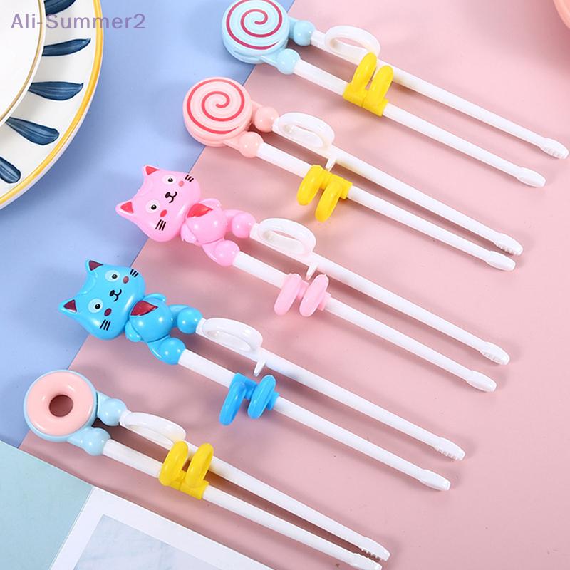 {MX} Cute Cartoon Animal Head Chopsticks For Children Eating Training with Finger Guide Food Grade Plastic Baby Learn Chopsticks