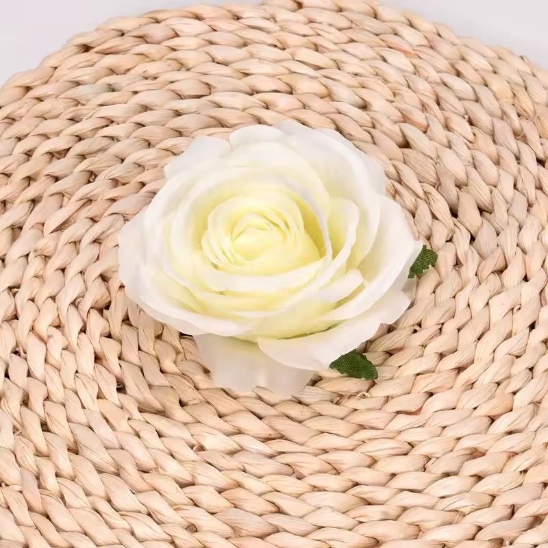 Rose Head Artificial Flowers for Arrangement Decoration 5 Pcs - White