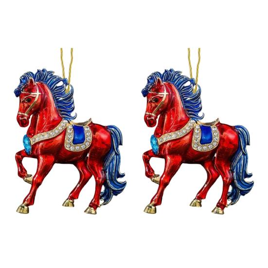 2Pcs Horse Pendant 2D Acrylic Animal Charm Christmas Tree Door Window Wall Hanging Ornament Automotive Decoration