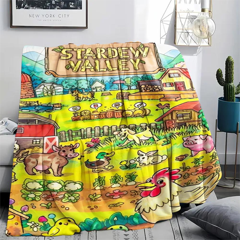 1PC Stardew Valley Print Flannel Blanket, High quality Comfortable for All Seasons, Home Decor, Warmth and Comfort, Perfect for Christmas Gifts179