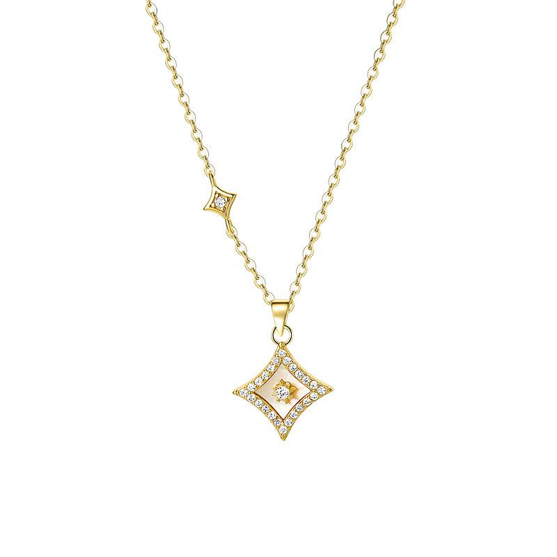 Vierzackige Stern-Halskette mit Nischendesign, Schlichtes und luxuriöses Temperament, Exquisite Schlüsselbeinkette, Neuer Stil