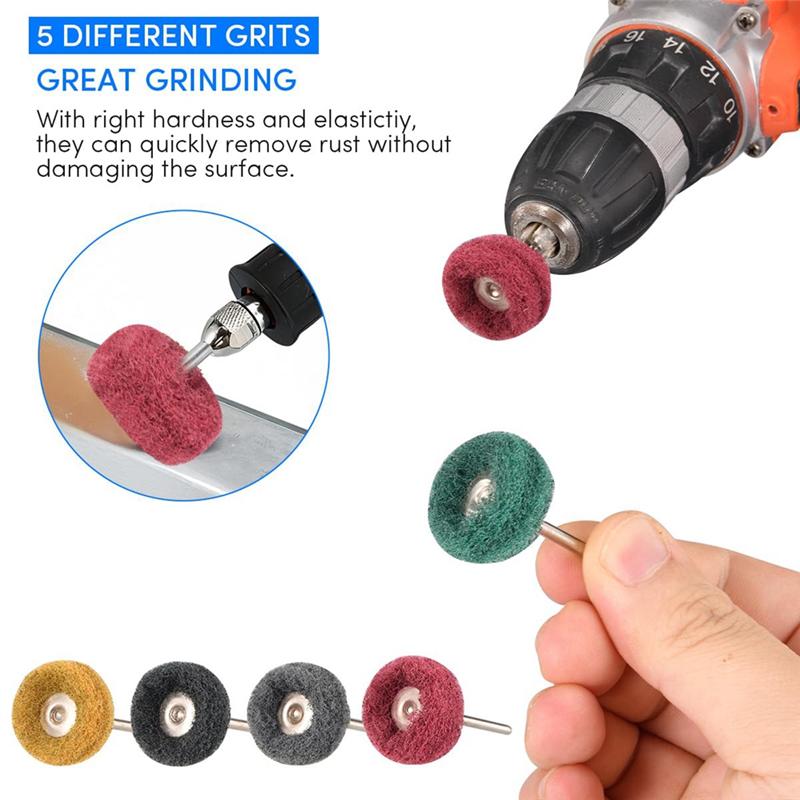 A03F-1 Inch Buffing Polishing Wheels, 100 PCS Abrasive Set For Rotary Tool Accessories-1/8 Shank