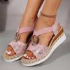 Wish Women's Sandals Metal Buckle Decorative Hemp Rope Wedge Heel Light Bottom Fish Mouth Sandals