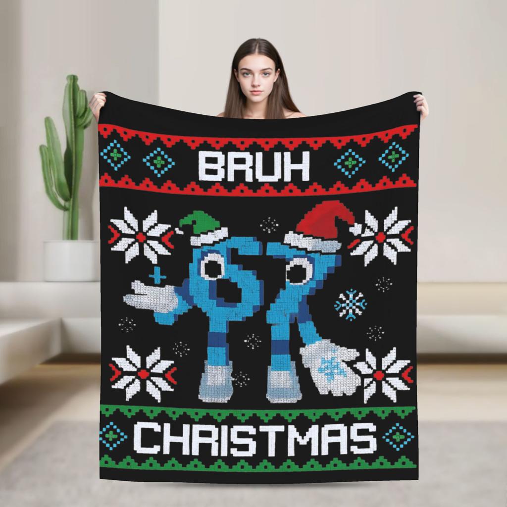 Funny Six Seven 6 7 Meme Flannel Blanket Winter Super Warm Bedding Throws Students Couch Bed Pattern Bedspread Sofa Bed Cover