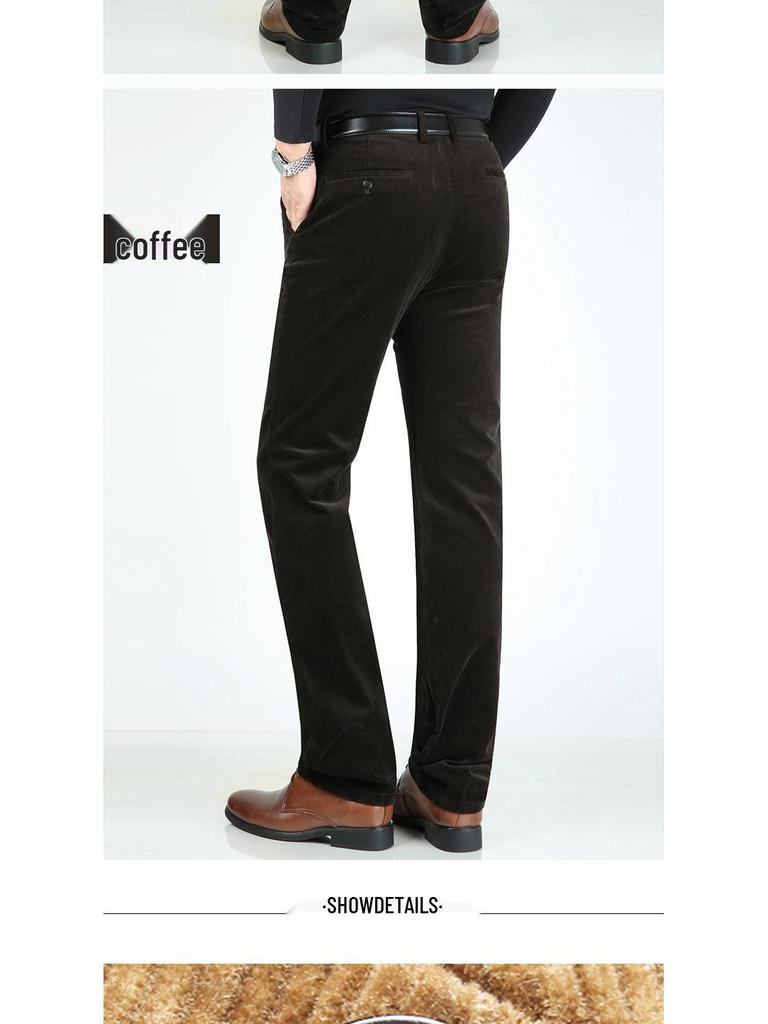 Men's Loose Straight-Leg Corduroy Pants - Pure Cotton Casual Wear for Autumn/Winter
