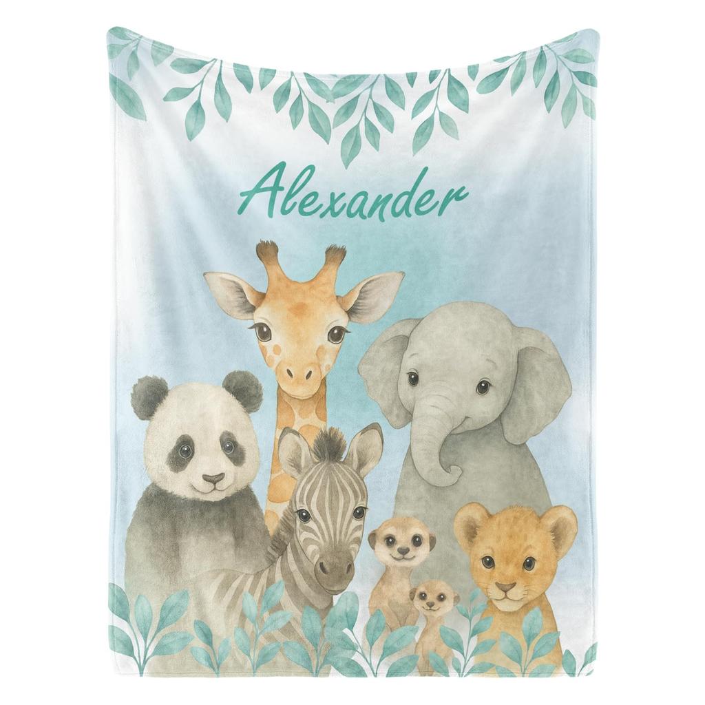 VIKAMA Jungle Dier Cartoon Print Baby Deken. Zacht, Comfortabel, Wasbaar En Vuilafstotend, Voor Pasgeboren Doopfeesten En Slaapjes