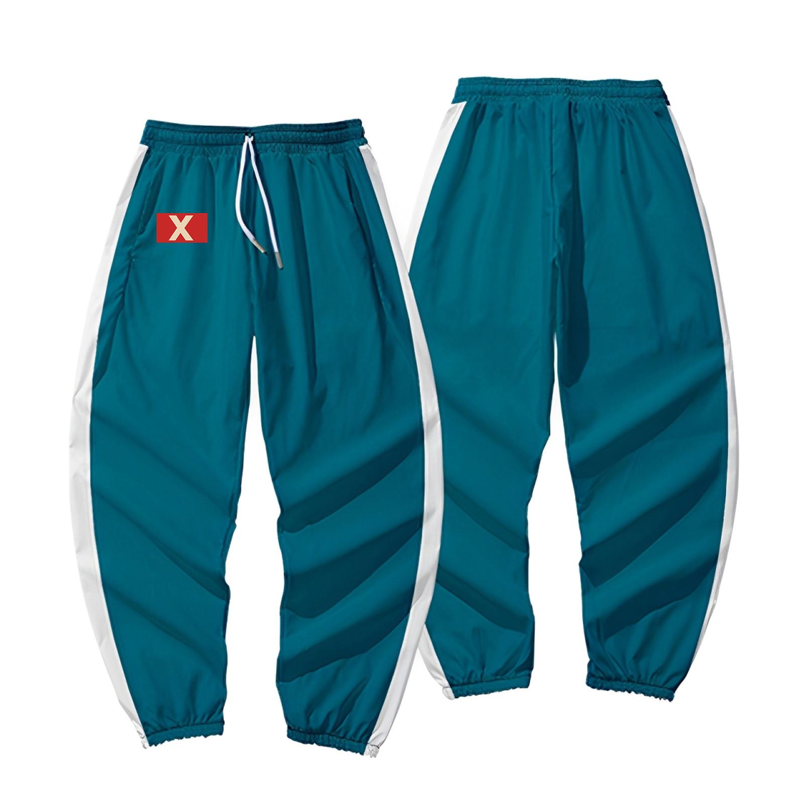 

Женские модные свободные повседневные брюки с принтом и завязками XL небесно-голубой