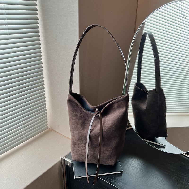 Solid Color Casual Bow Korean Version Fashion Matte Large Capacity Retro Tote Underarm Bag Women