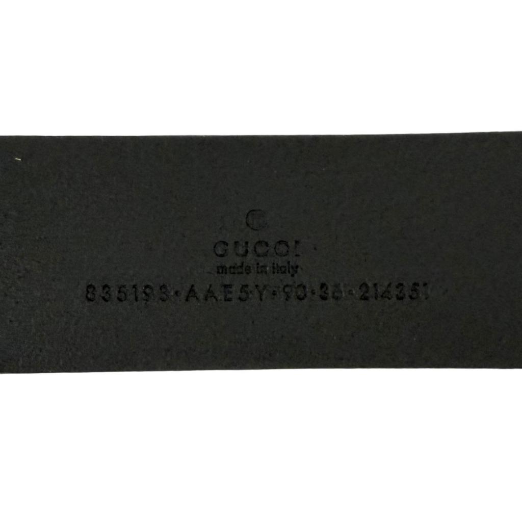 Great GUCCI belt Logo buckle with dark marks finish Silver leather mens 835193 Used