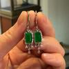 Natural An Jade Exquisite Square Green Tassels Earrings For Women Ethnic Style Vintage Party Earings Banquet Jewelry