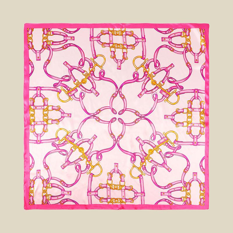 85cm Square Scarf Silk Chain Printing Shawl Multi-Functional Scarf Outdoor Beach Travel Head Wrap Windproof Hijab
