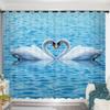 2Panel Swan Lake Swan Curtain Custom Curtains Simple Modern Bedroom Living Room Window Semi-blackout Short Curtain Grommet Top