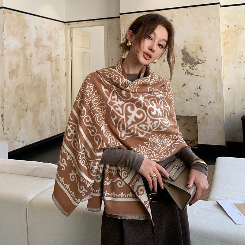 Women S Ethnic Style Faux Cashmere Scarf Warm Thick Travel Shawl