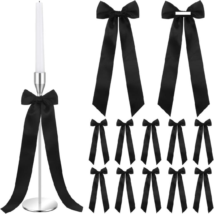 12 Piece Elegant Satins Ribbon Bowknots User Friendly Design Ribbon Gift Wrapping Supplies For Wedding Birthday Decorations