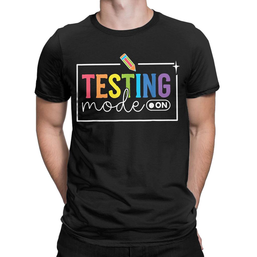 Funny Testing Mode On Testing Day Motivational Teacher  T Shirt Summer  Y2K T-Shirts Comfortable Cool Tees Oversized Print Tops
