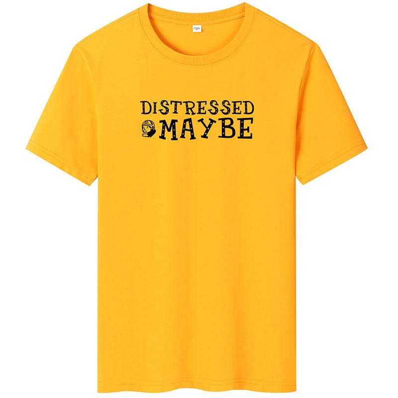 

Мужская повседневная футболка с короткими рукавами, хлопковая футболка с круглым вырезом, большой размер 5XL жёлтый