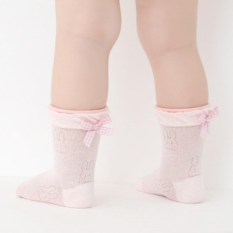 Infant Baby Rabbit Socks For Girls Cute Newborn Mesh Bowknot Mid-calf Short Sock Summer Fashion Sweet Princess Cotton Socks