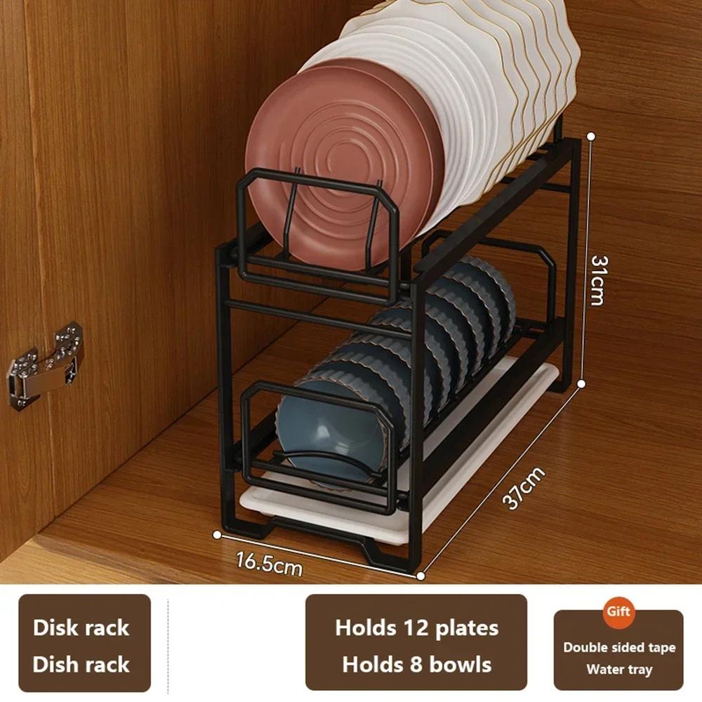 Push-Pull-Schüssel- und Telleraufbewahrung, Geschirrständer, Schrank mit eingebauter Schublade, Abtropffläche für moderne Küchen-Organizer-Vorräte