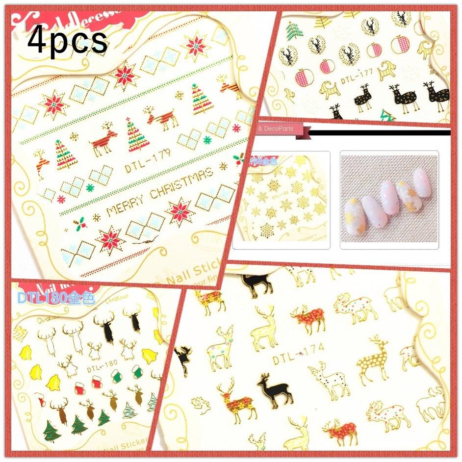 4 Sheet Nail Water Sticker DIY Black Abstract Face Image Nail Art Decoration Manicure Creative Designs Watermark Decals Tool