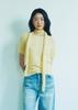 KOOKEESEE Hairy Fabric Round Neck Top (Yellow)