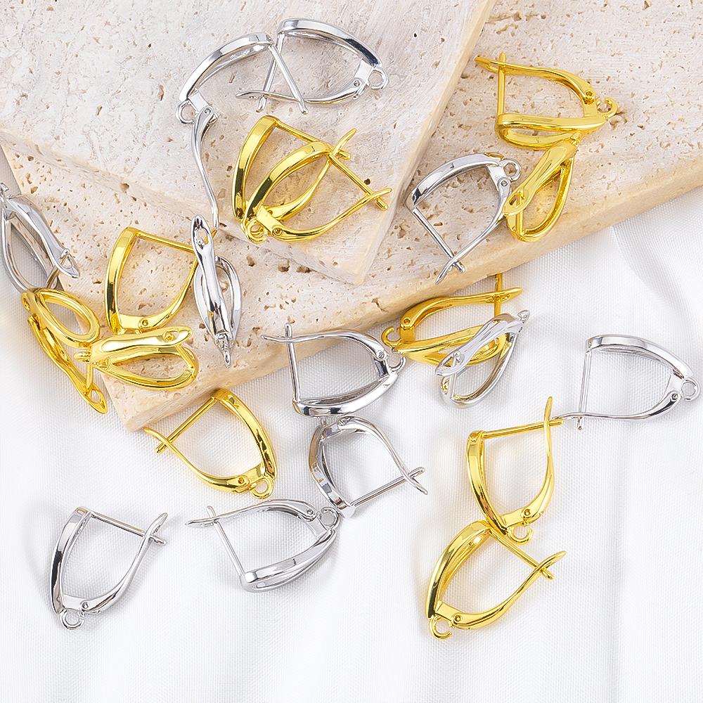 Classic U Shape Hoop Earrings Base Accessories for Jewelry Making Copper Earring Hooks With Hole Ear Jewellery Making Supplies