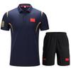 Conjunto de Roupa Esportiva para Equipe Chinesa: Camisa com Lapela e Shorts para Wushu, Tênis de Mesa, Basquete, Natação, Treinamento de Combate, Uniforme de Treinador