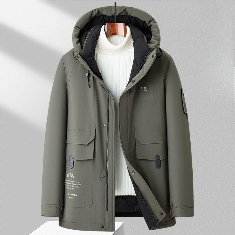 

Мужская зимняя куртка-пуховик, новый стиль, ветрозащитный и теплый белый утиный пух, модная повседневная куртка с капюшоном для работы 6XL зелёный