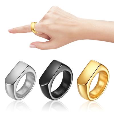 Retro Ring Reine Farbe Polierter Titanstahl Flache Oberfläche Schlichter Stil Glanz