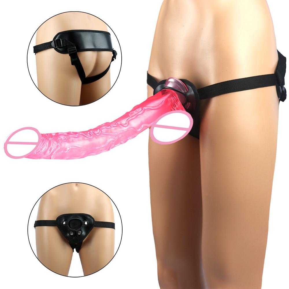 Tragbarer 42CM Extra Langer Penis mit 4 Ringen Weiblicher Pull-Up Masturbator Massage Stick Erwachsenes Sexprodukt