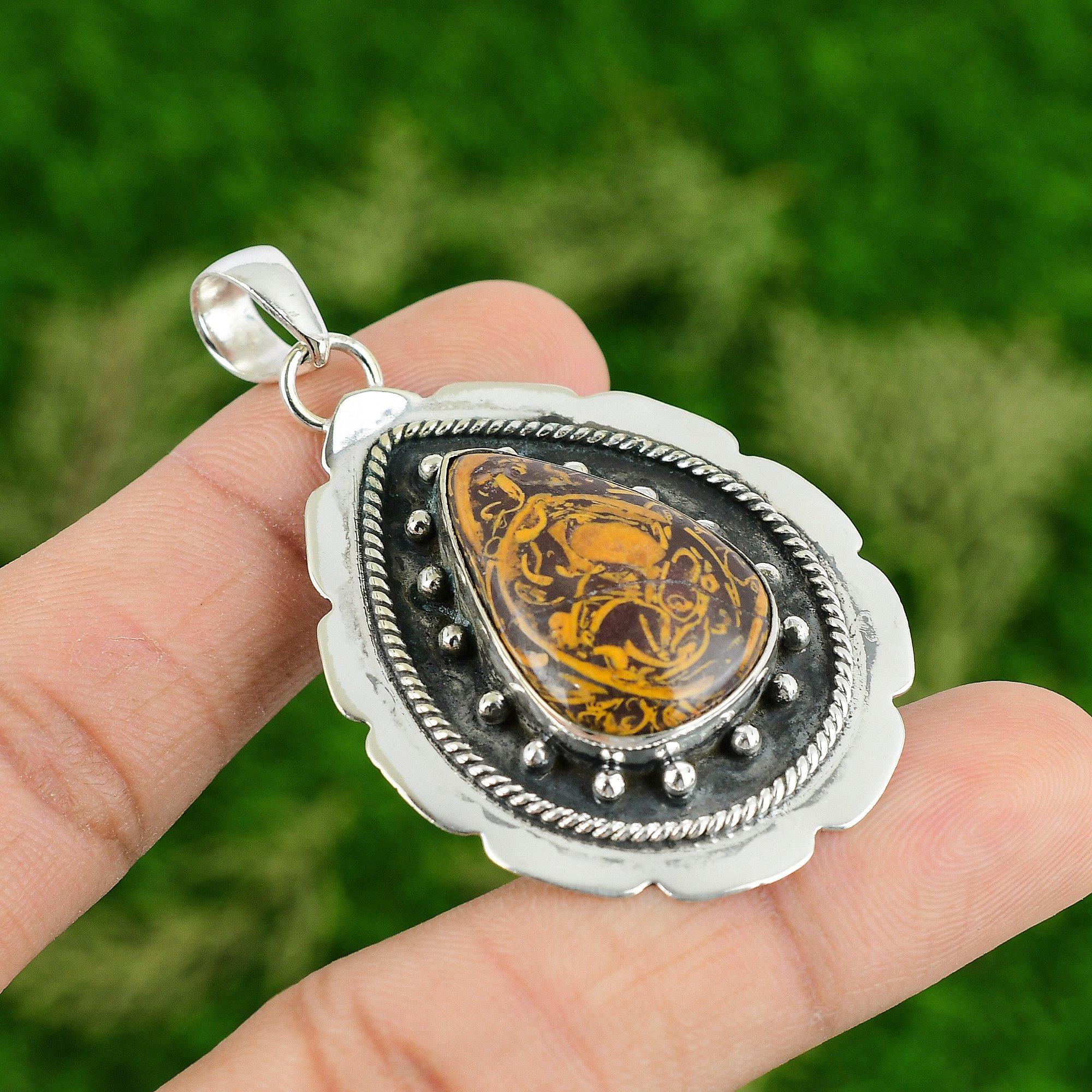 

Daughters Day Deal Mariam Jasper Stone Trendy Pendant Jewelry Sterling Silver