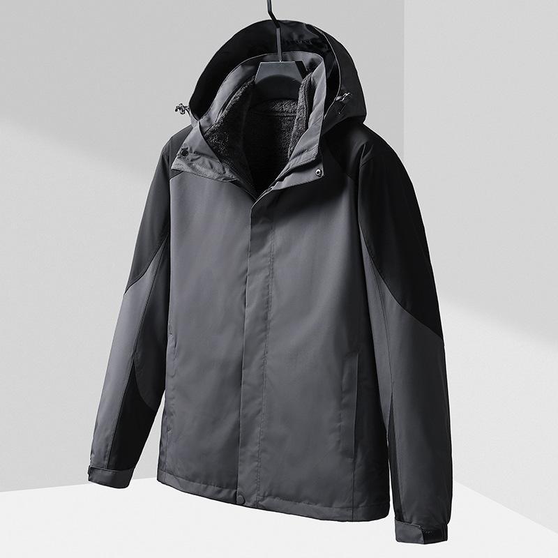 Winter Jacket Men's and Women's Color Matching Army Green Heat-sealed Waterproof Velvet Thick Jacket