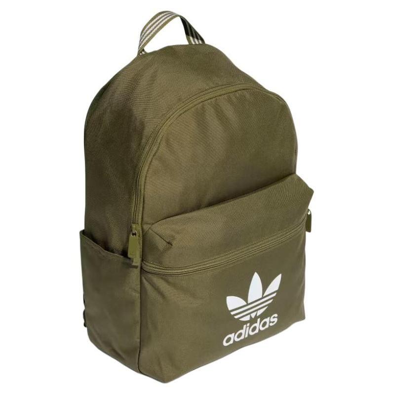 Adidas Recycled Polyester Plain Weave Fabric Backpack Unisex Focal Olive Casual IS4361