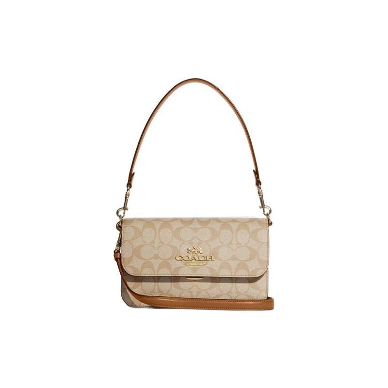 Coach Brynn 23 Classic Monogram Flap Top Detachable Long Handle Adjustable Shoulder Strap Canvas With Leather Tote Crossbody Shoulder Bag CA529-IMNLJ