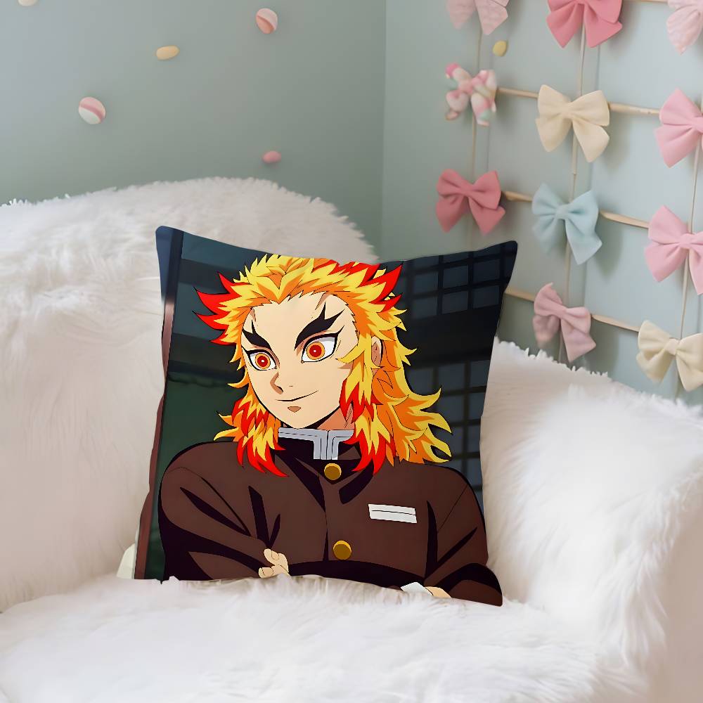 

Cool Kkyoujurou Rengoku Case Plush Fabric Soft Pillowcase Double Sided Print Cushion Cover Household Gifts 40x40CM(16x16in)