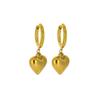18K Gold-Plated Titanium Steel Heart Stud Earrings - French Retro Style, Non-Fading