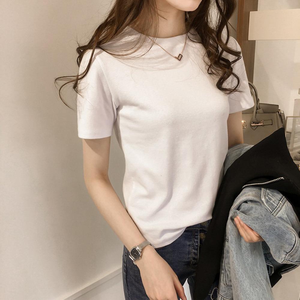 ins women's loose t-shirt women's summer 2026 Korean version of the new slim-fit solid color women's t-shirt