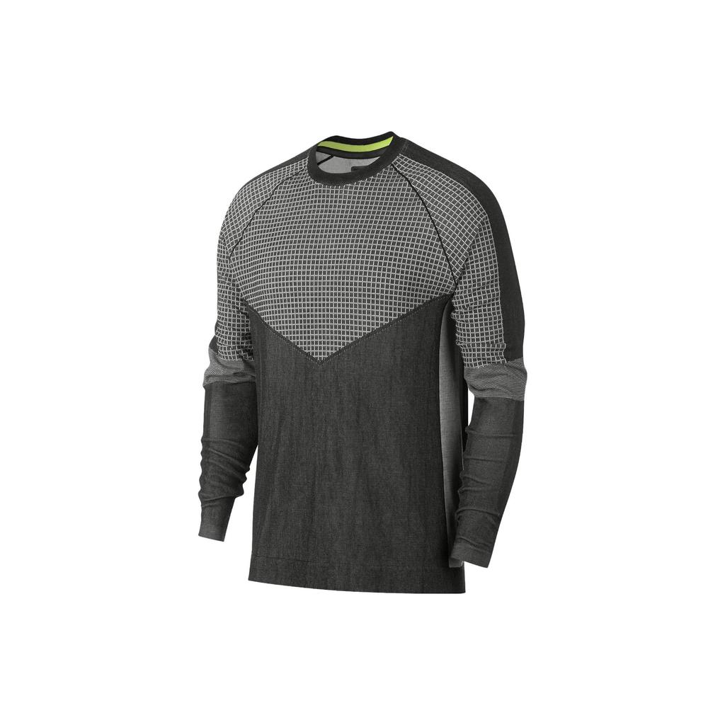Nike Mesh Panel Crew Neck Long Sleeve T-Shirt Men Tops Black AR1572-010