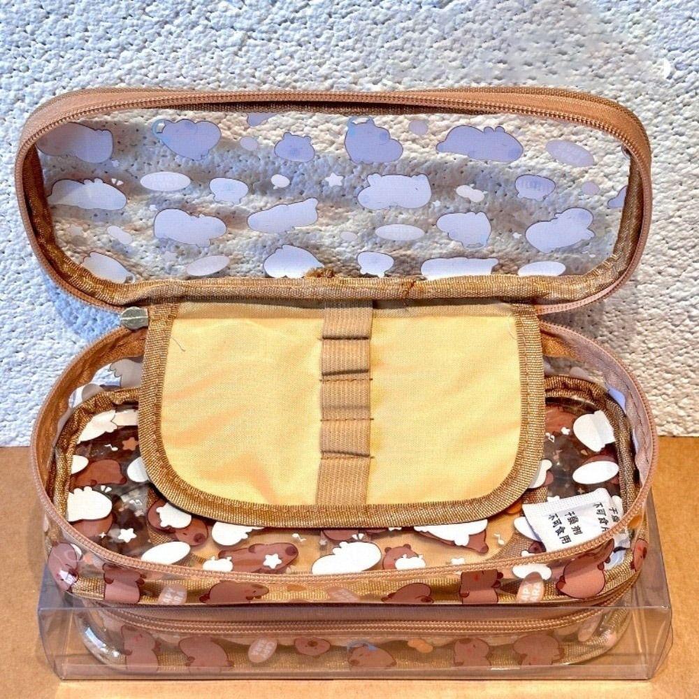 Large Capacity Capybara Pencil Case Visible Pen Box Fashion Pen Bag  School Supplies