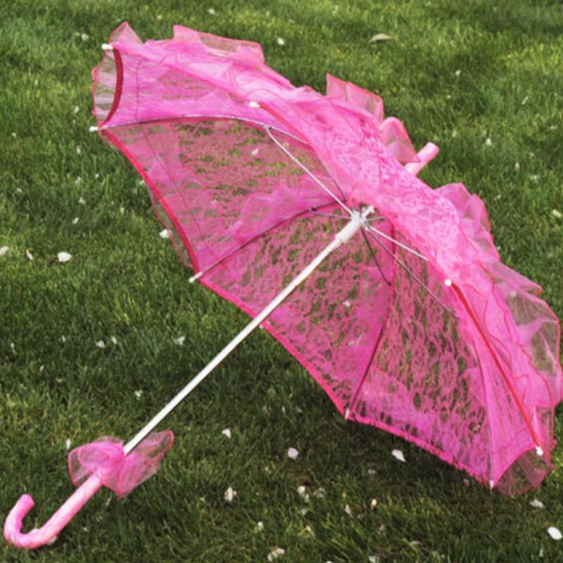 60Cm Women Ladies Cotton Lace Parasol Umbrella Bridal Wedding Party Handmade