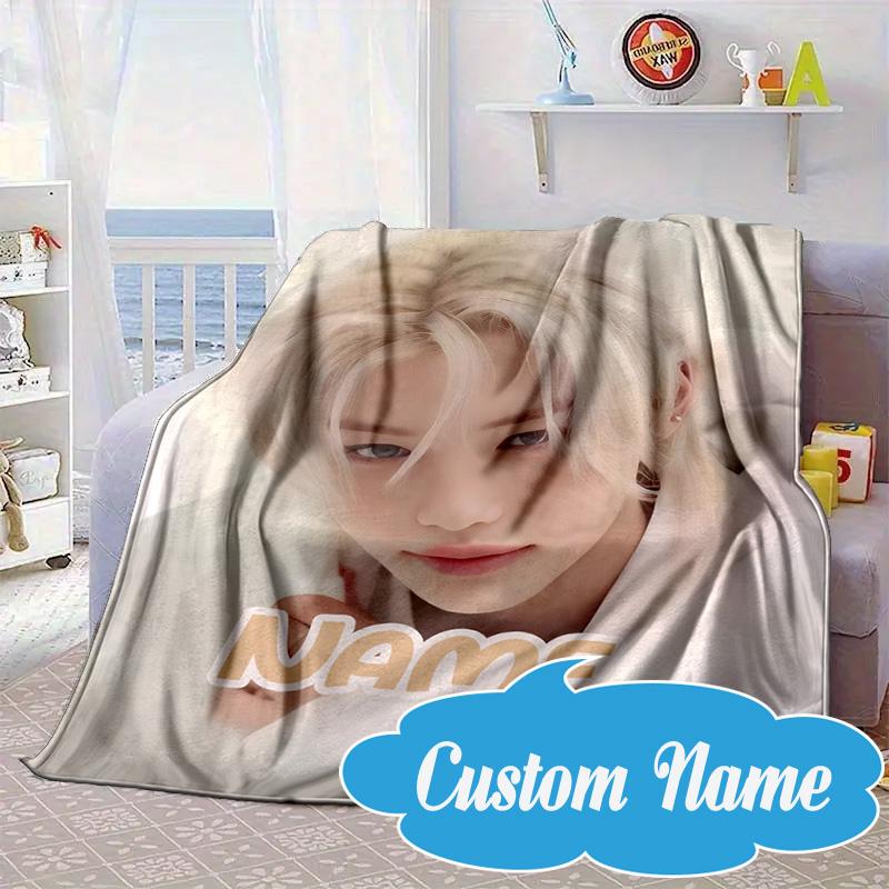 Custom Name K-pop Idol Collage Blanket bed sofa Blanket Flannel Blanket for Camping, Hiking, Picnic Essentials,gift for Fan family