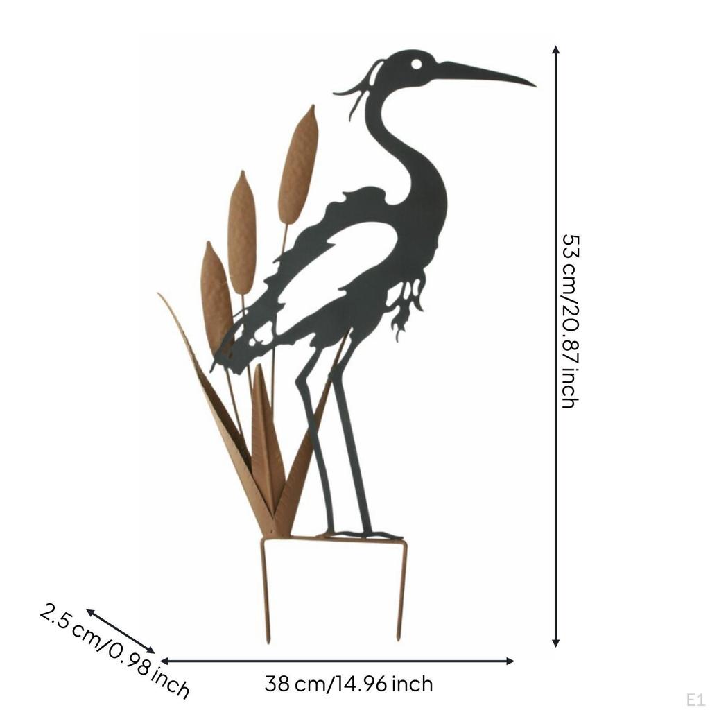Metal Bird Stake Iron Birds Distressed Finish Outdoor Decor for Yard