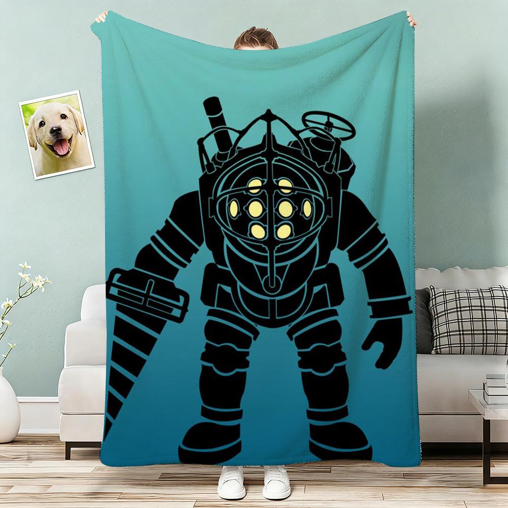 Bioshock Rapture Throw Lightweight 240g Flannel Blanket Soft Skin-friendly for Summer Cooling 75x90cm