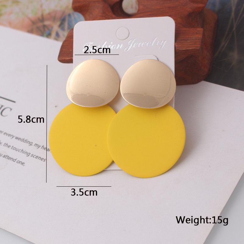 Women Dangle Earrings Yellow Metal Pendants Geometric Imitation Pearl Drop Earrings Korean Ear Jewelry pendientes