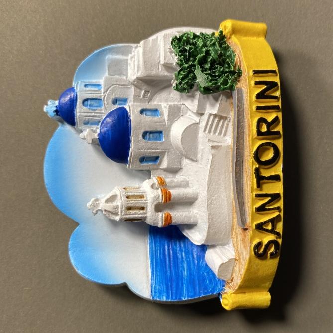 The Blue Dome Stereoscopic Church of Santorini, Greece Fridge Magnets Tourist Souvenir Refrigerator Stickers Commemorative Home Decoration