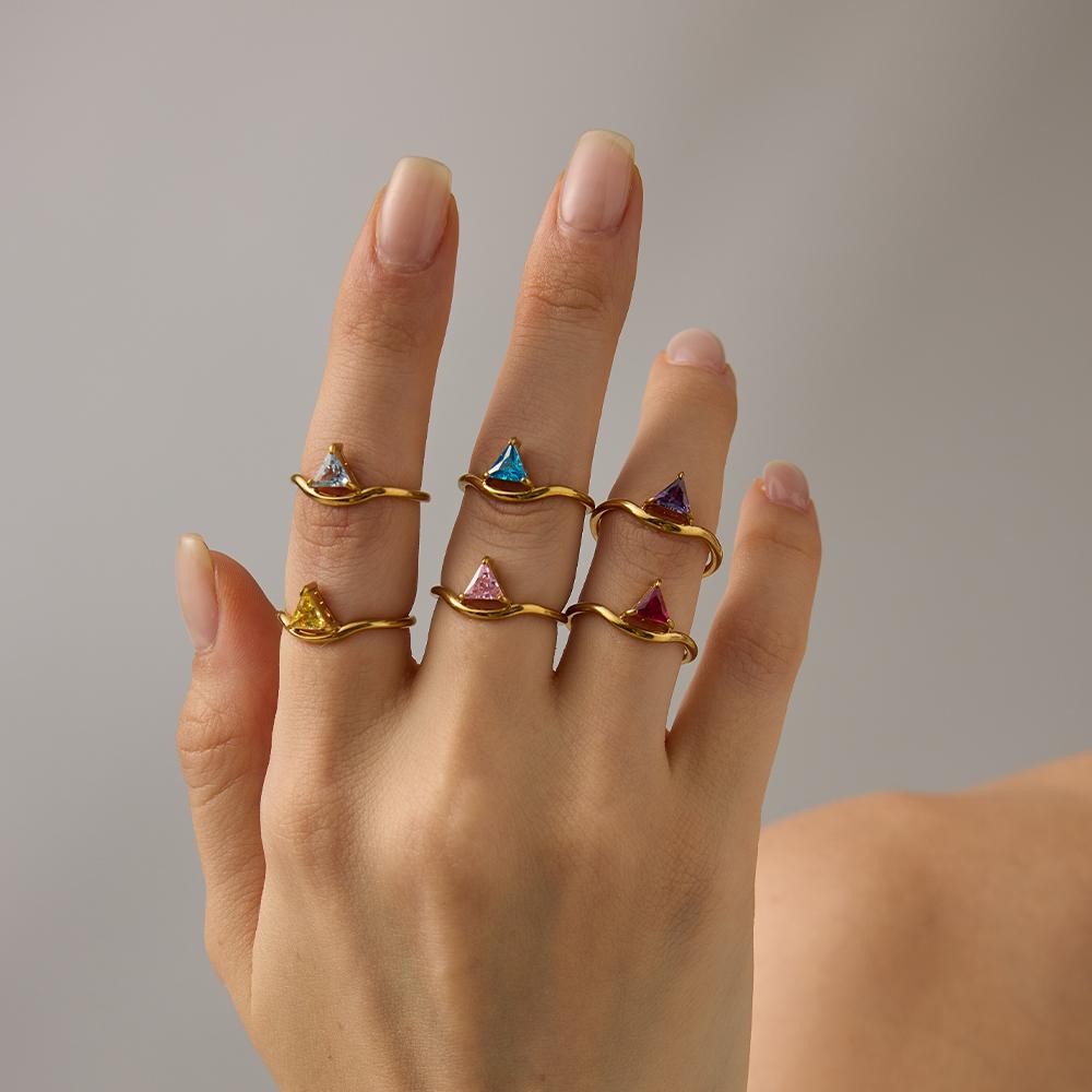 EMANCO Stainless Steel Birthstone Ring for Woman Simple Style Ring Festival Party Fashion Jewelry Dropshipping 48-Hour Shipping