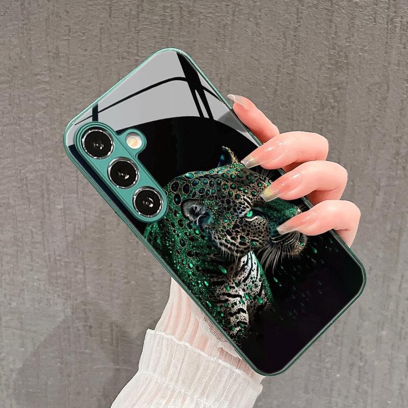 Emerald Green Jaguar Fashion Phone Cases Carcasa Glass Phone Case for Samsung Galaxy S26 S25 S24 S23 S22 FE Ultra Plus Fundas