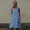 Women's Cotton and Linen Apron, Home Wear, Loose Long Dress