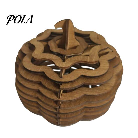 Sustainable Log Pumpkin Decor Candle Holder, Wooden Tealight Hollowed Out Indoor Autumn Window Decoration Wood Candlestick for Halloween Home, Dining