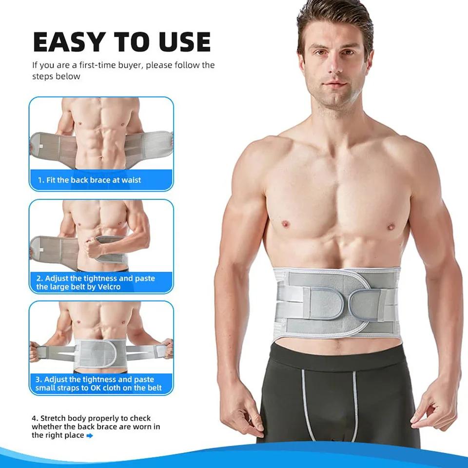 

Lower Back Brace Pain Relief Lumbar Support Belt For Women Men Waist Support Herniated Disc Sciatica Removable Stays XXL сірий