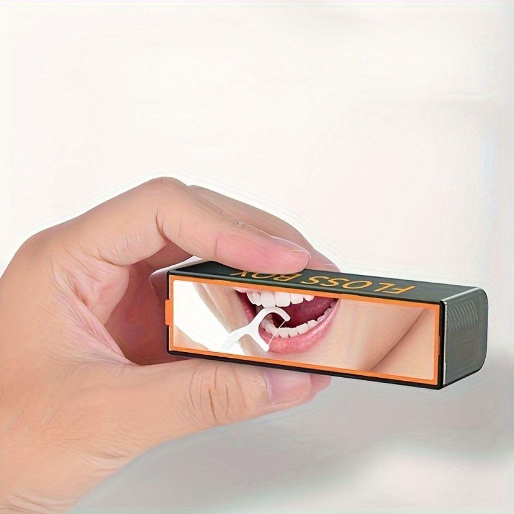 Mini Automatic Pop-Up Dental Floss Box Reusable Dustproof Dental Floss Pick Dispenser Automatic Pop-Up Mirror Design